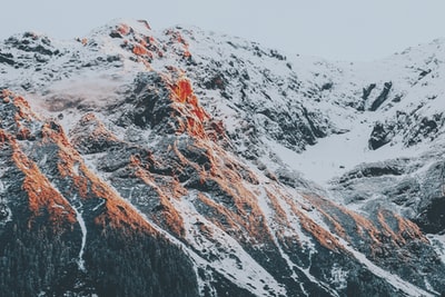 晴朗蓝天下的雪山